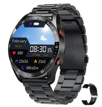A modern smartwatch with fitness tracker features and heart rate monitor
