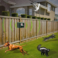 Solar-powered ultrasonic bird repeller for garden bird control and woodpecker deterrent