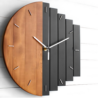 Large wooden wall clock in a modern living room setting