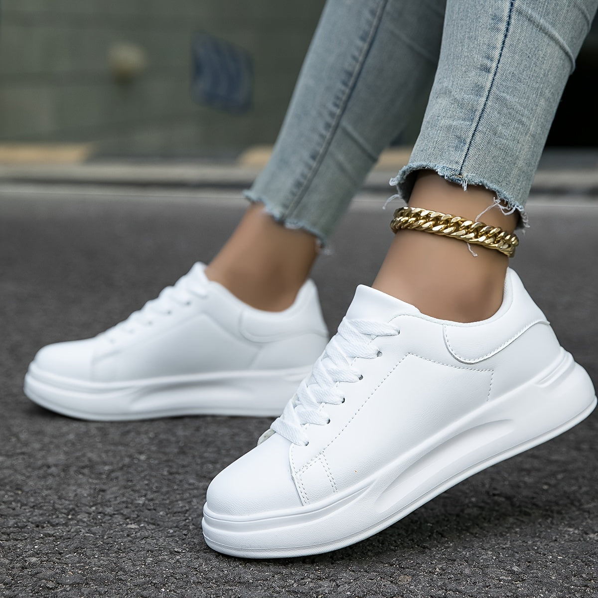 Cauzac™ Women's Timeless White Leather Sneakers – Effortless Style