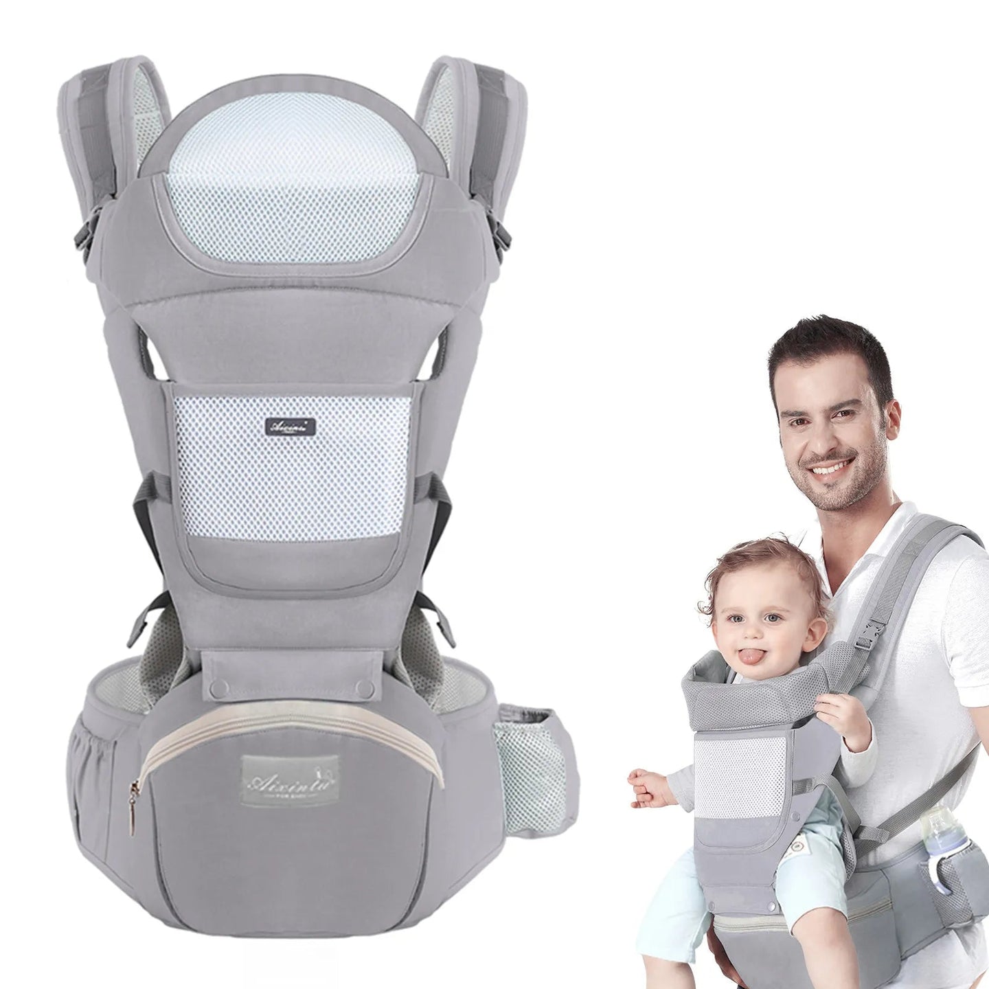 A versatile baby carrier and toddler carrier showcasing various styles such as sling and wrap.