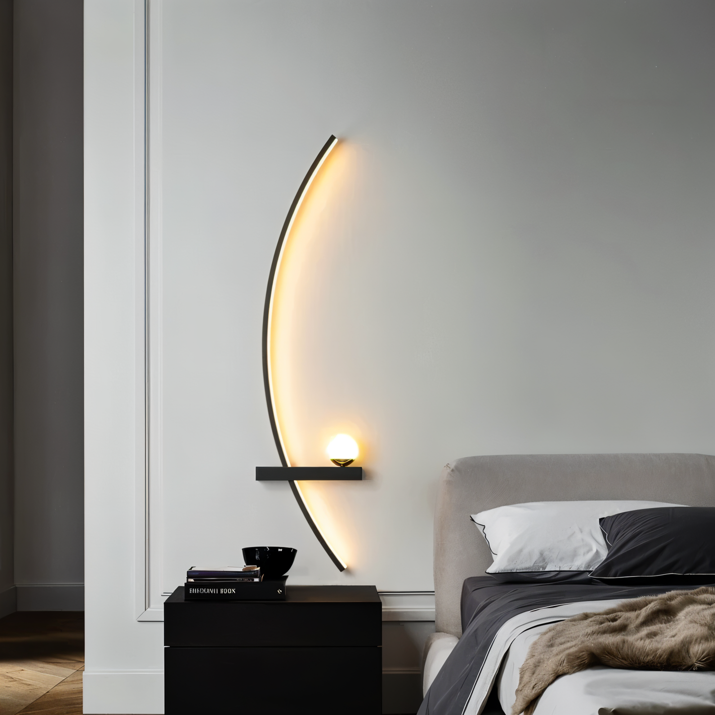 modern wall light in a living room setting