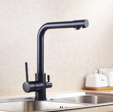Stainless steel kitchen mixer tap with water filter feature