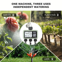 Cauzac™ 3-Way Adjustable Water Timer with Program Control – Battery Operated, Ideal for Garden Irrigation and Plant Cultivation