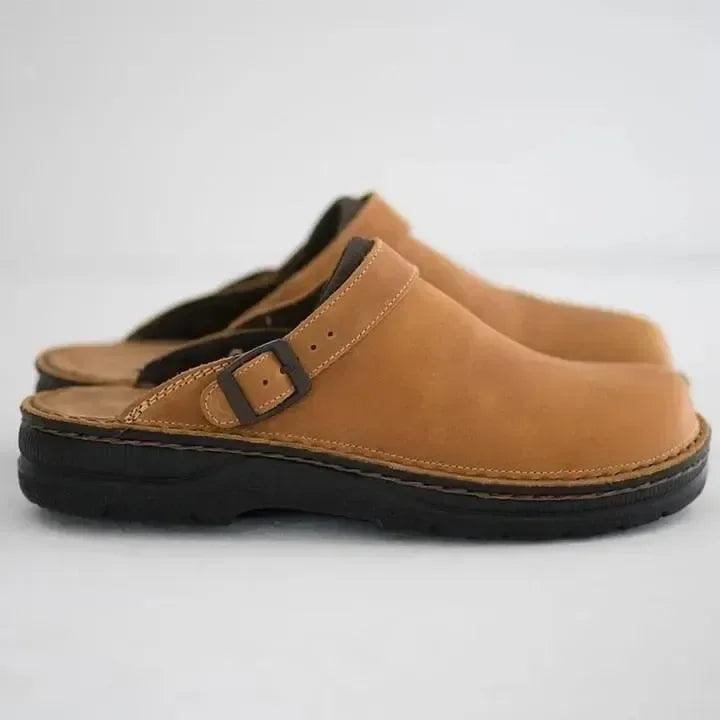 supportive men's leather orthopaedic slippers