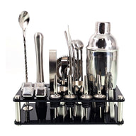 Cauzac™ Premium 23-Piece Cocktail Shaker Set with Stand – Stainless Steel Bartender Kit and Accessories