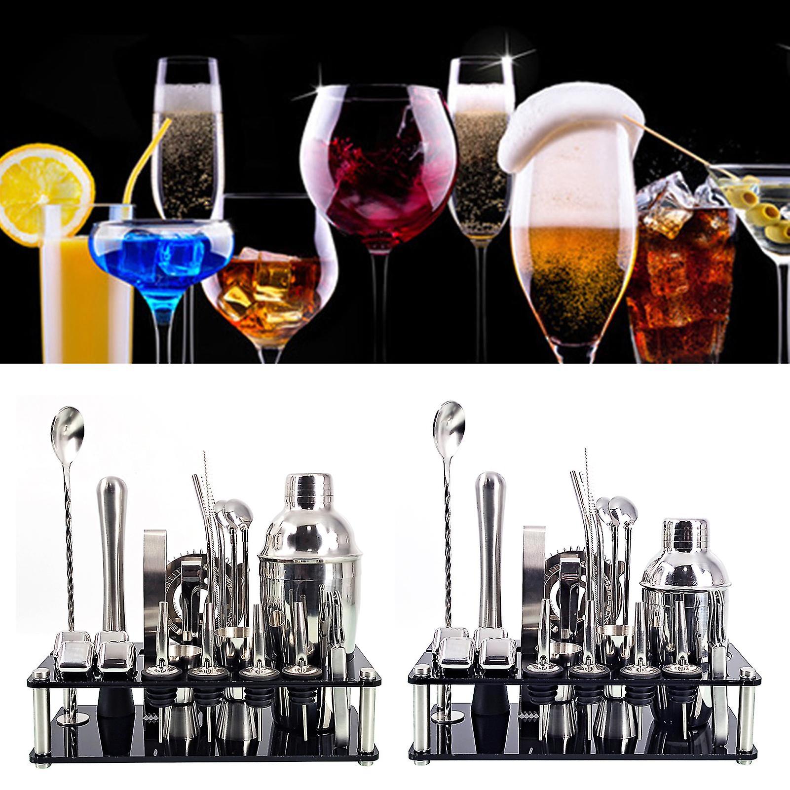 Cauzac™ Premium 23-Piece Cocktail Shaker Set with Stand – Stainless Steel Bartender Kit and Accessories