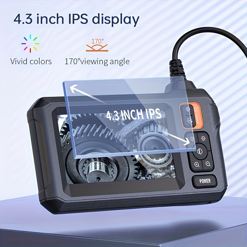 Cauzac™ 8mm Single Lens Industrial Endoscope with 4.3-inch IPS LCD - Waterproof Camera for Automotive and Plumbing Assistance