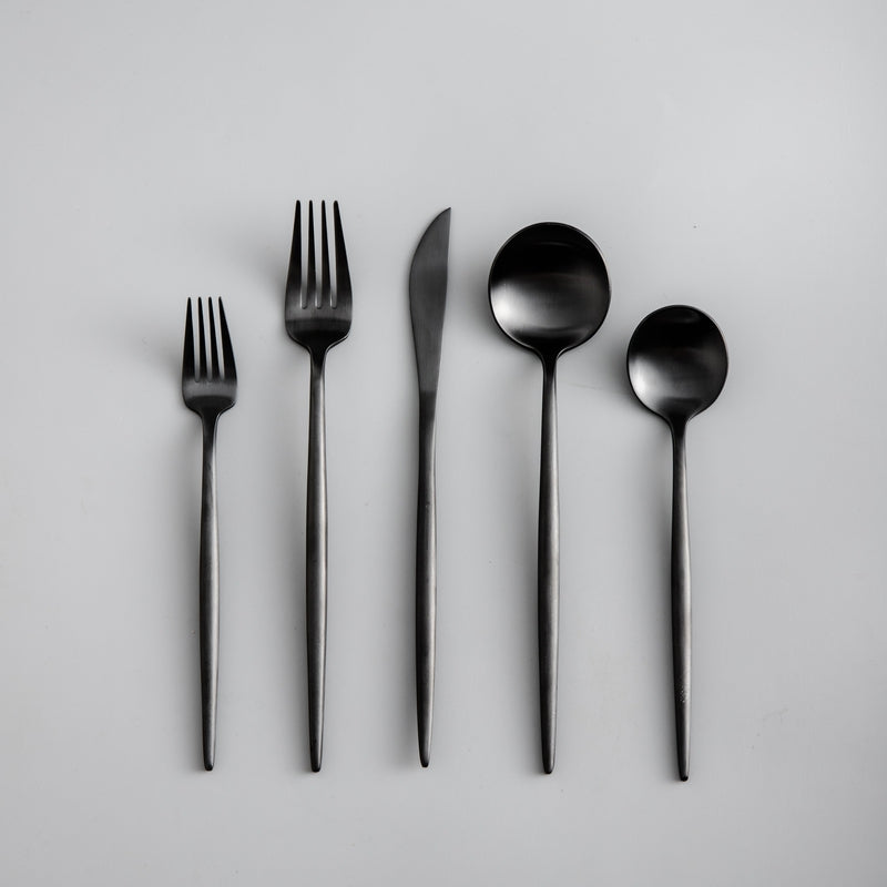 Cauzac™ Gold Matte Stainless Steel Flatware Set – 20-Piece Minimalist Dining Elegance