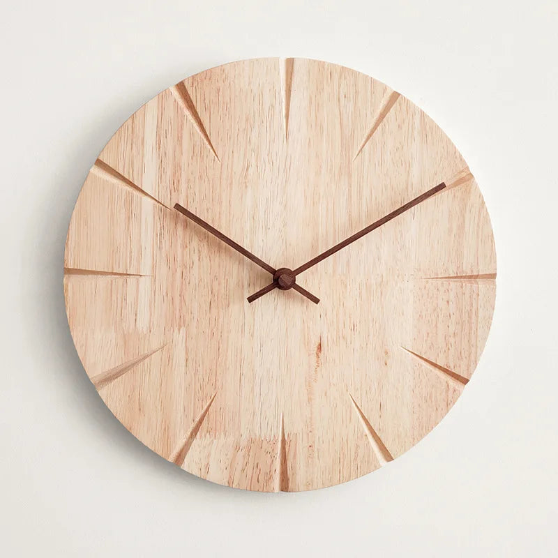 Silent wooden large modern wall clock