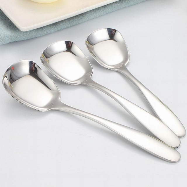 Cauzac™ Elegant Gold-Accented Serving Spoon Set – 3-Piece Stainless Steel Collection