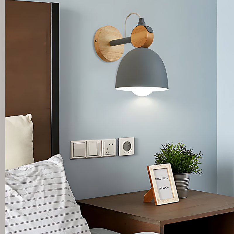 Decorative led wall light mounted on a living room wall