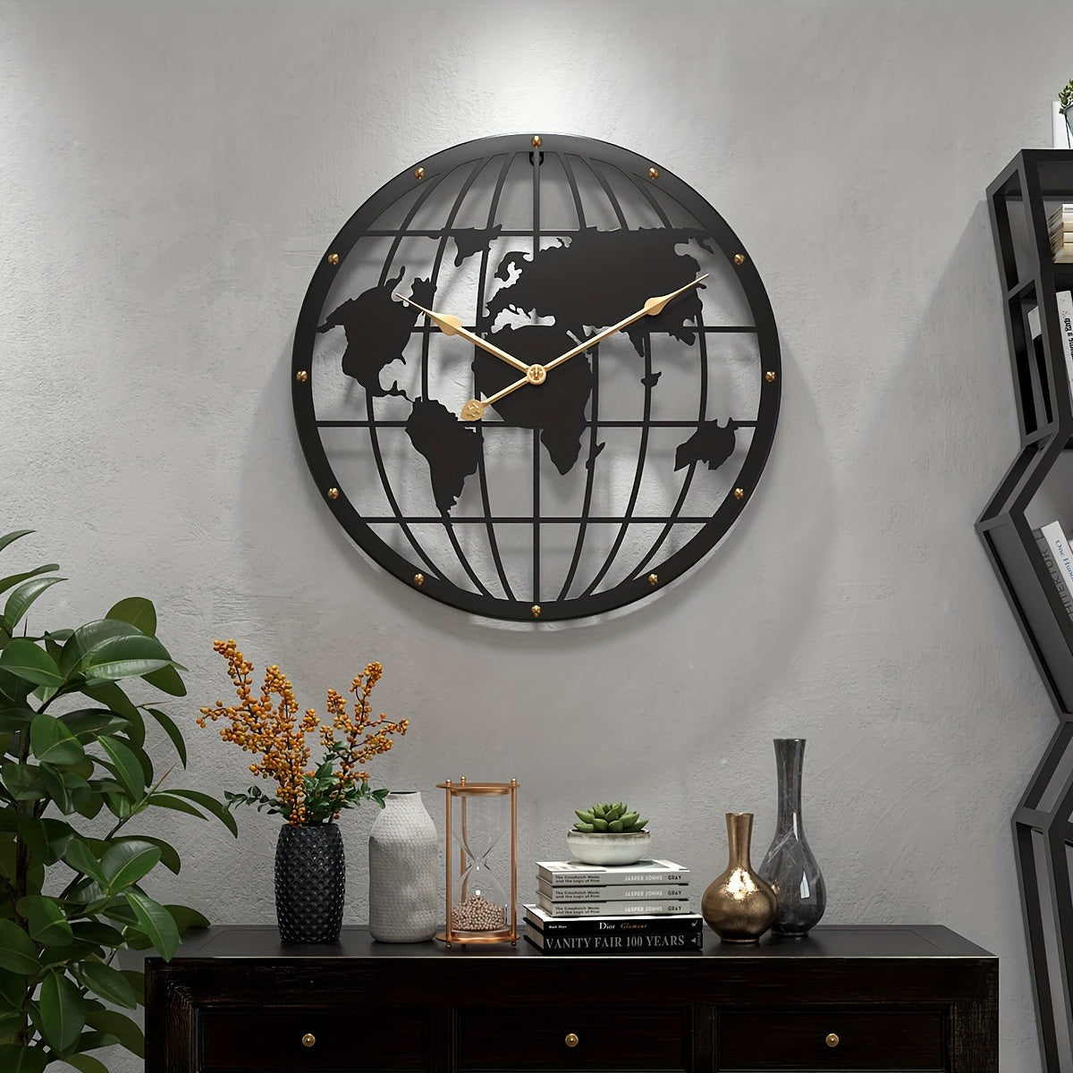 Cauzac™ 40 cm Metal Wall Clock with Gold Numerals