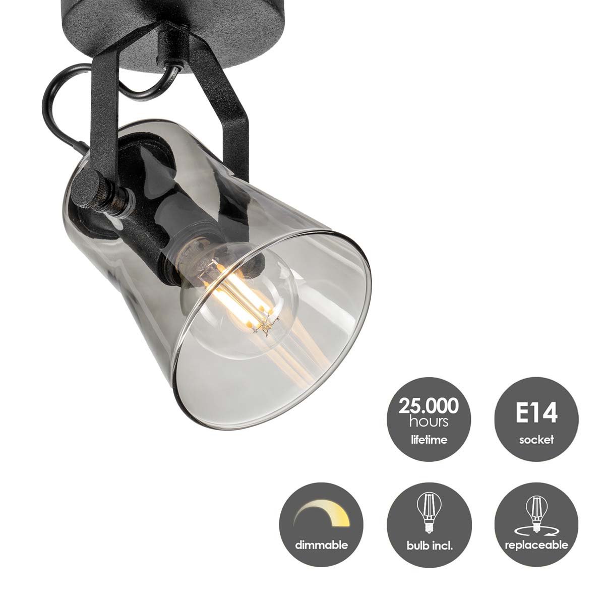 Cauzac™ Sleek Black LED Wall Spotlight with Adjustable Brightness