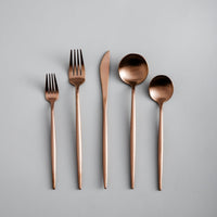 Cauzac™ Gold Matte Stainless Steel Flatware Set – 20-Piece Minimalist Dining Elegance