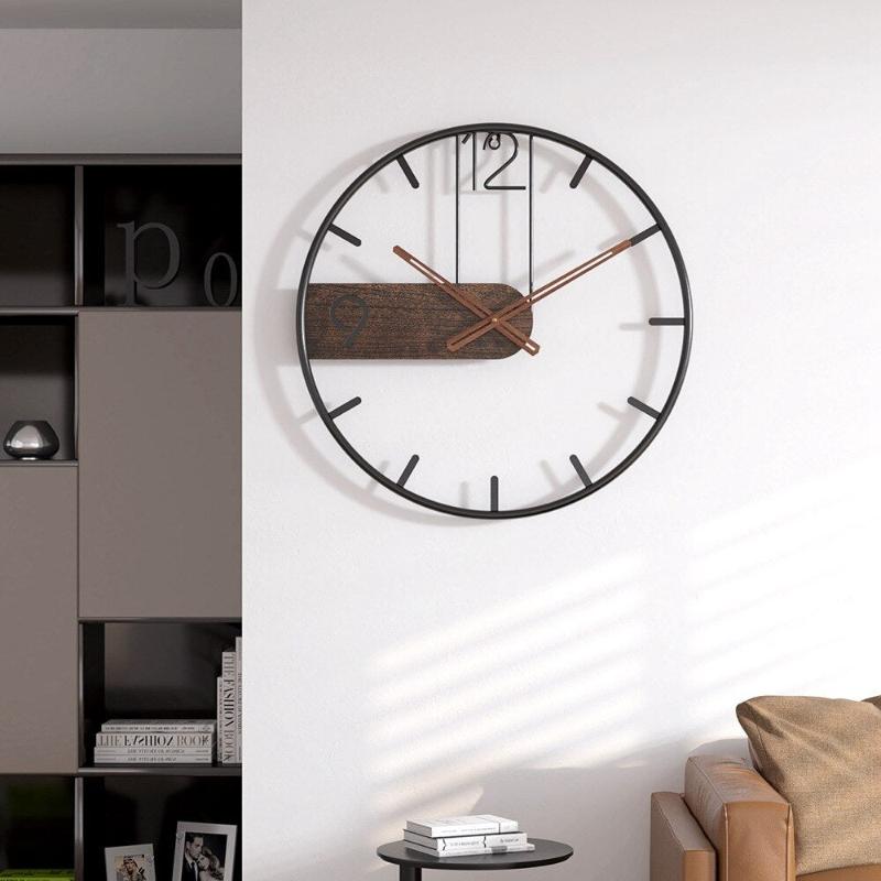 Cauzac™ Stainless Steel and Walnut Wall Clock for Timeless Elegance