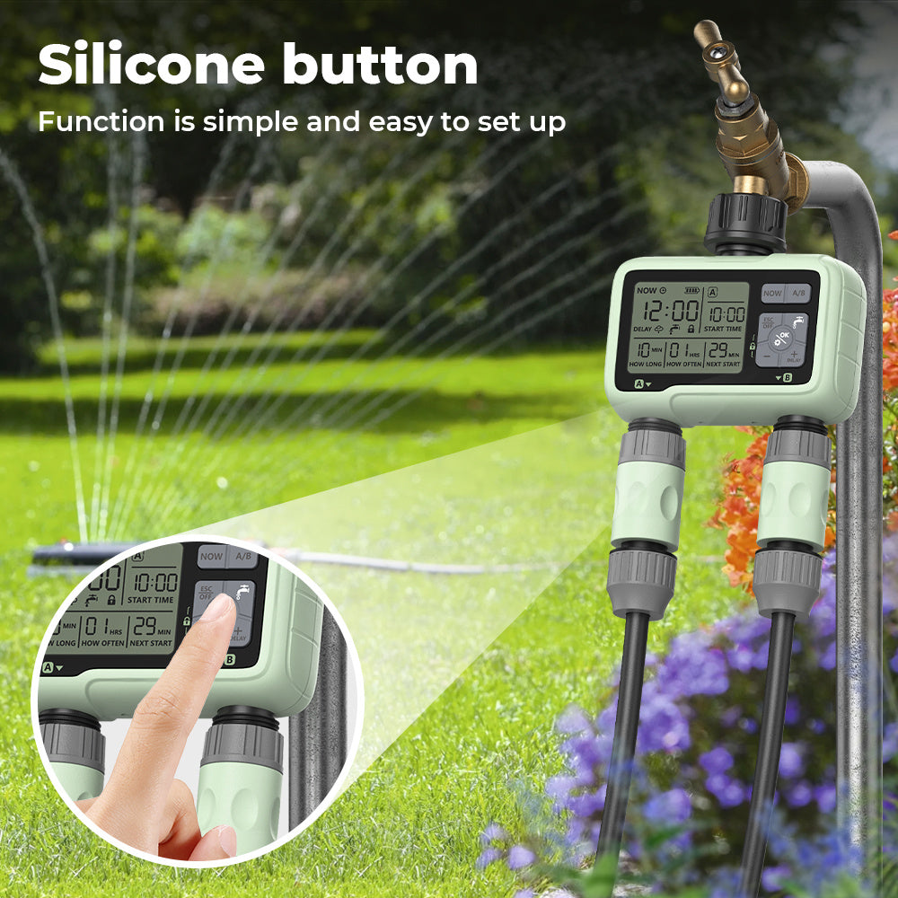 Cauzac™ Dual-Outlet Automatic Water Timer for Precise Outdoor Irrigation