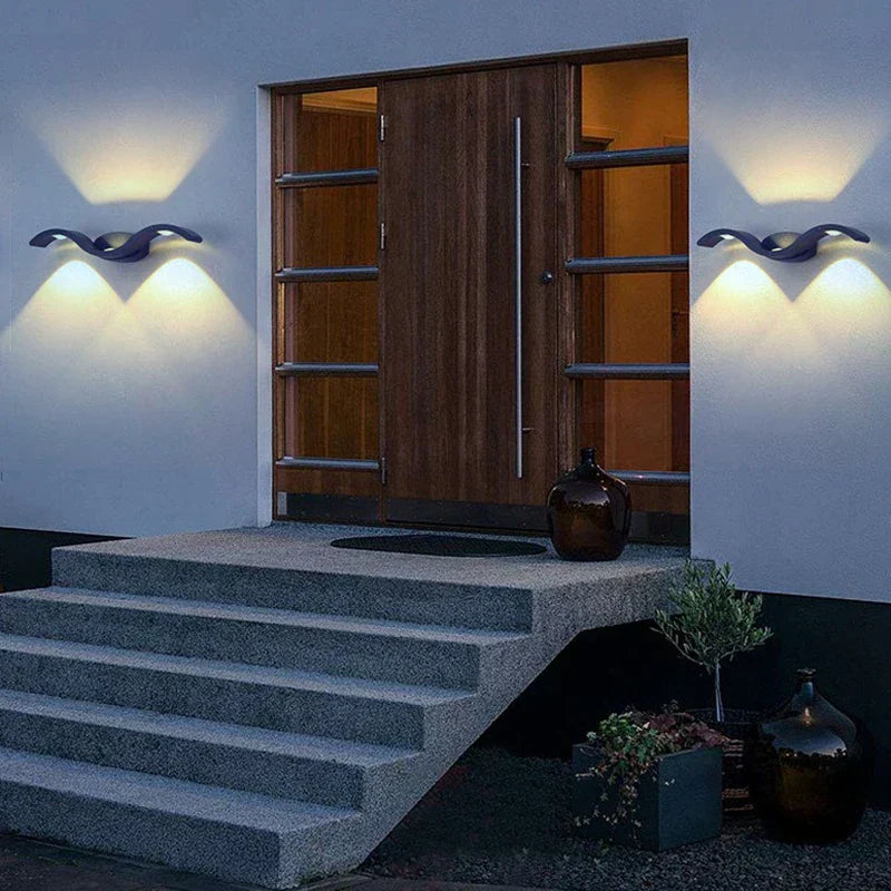 A contemporary outdoor led wall light providing modern exterior lighting
