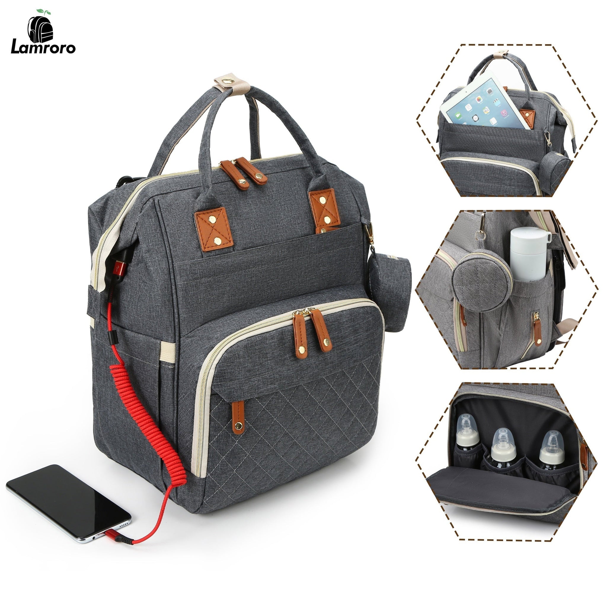 Cauzac™ Versatile Waterproof USB Diaper Backpack for Travelling Parents