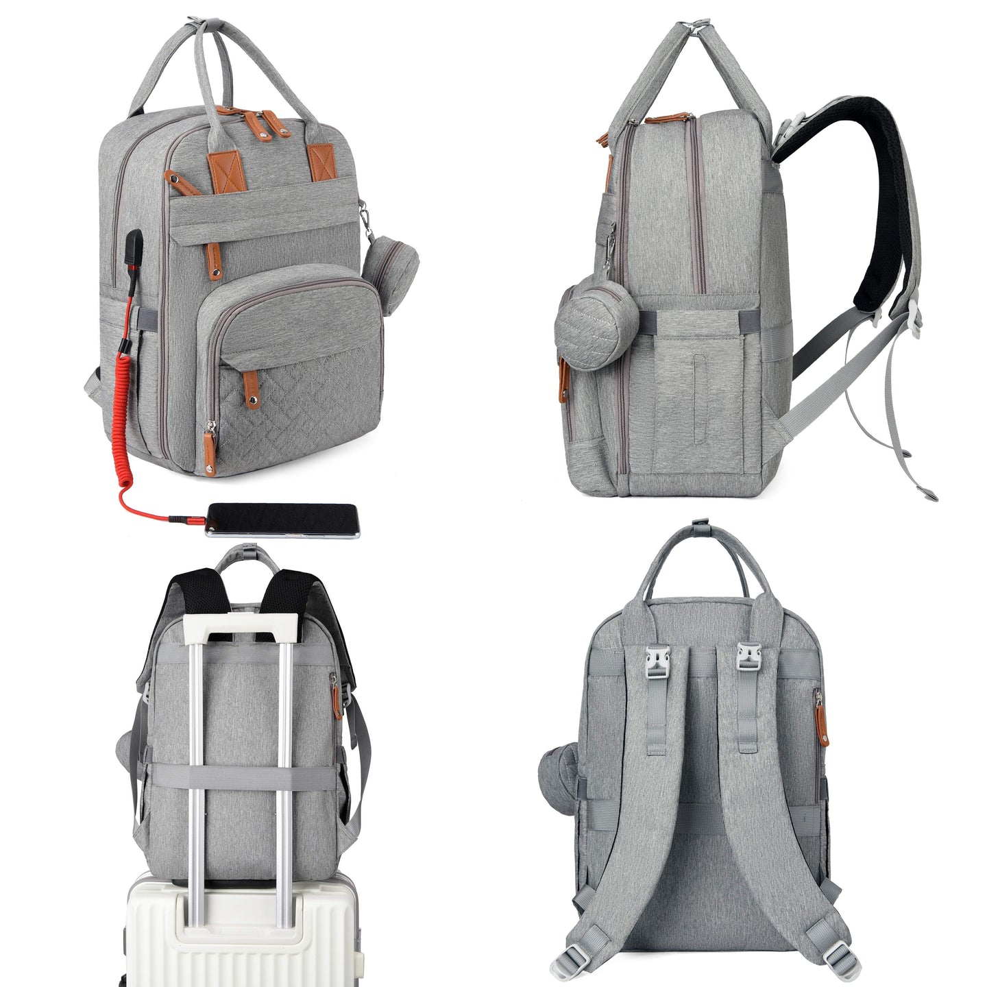 Cauzac™ All-in-One Diaper Backpack with Changing Mat & Stroller Clips