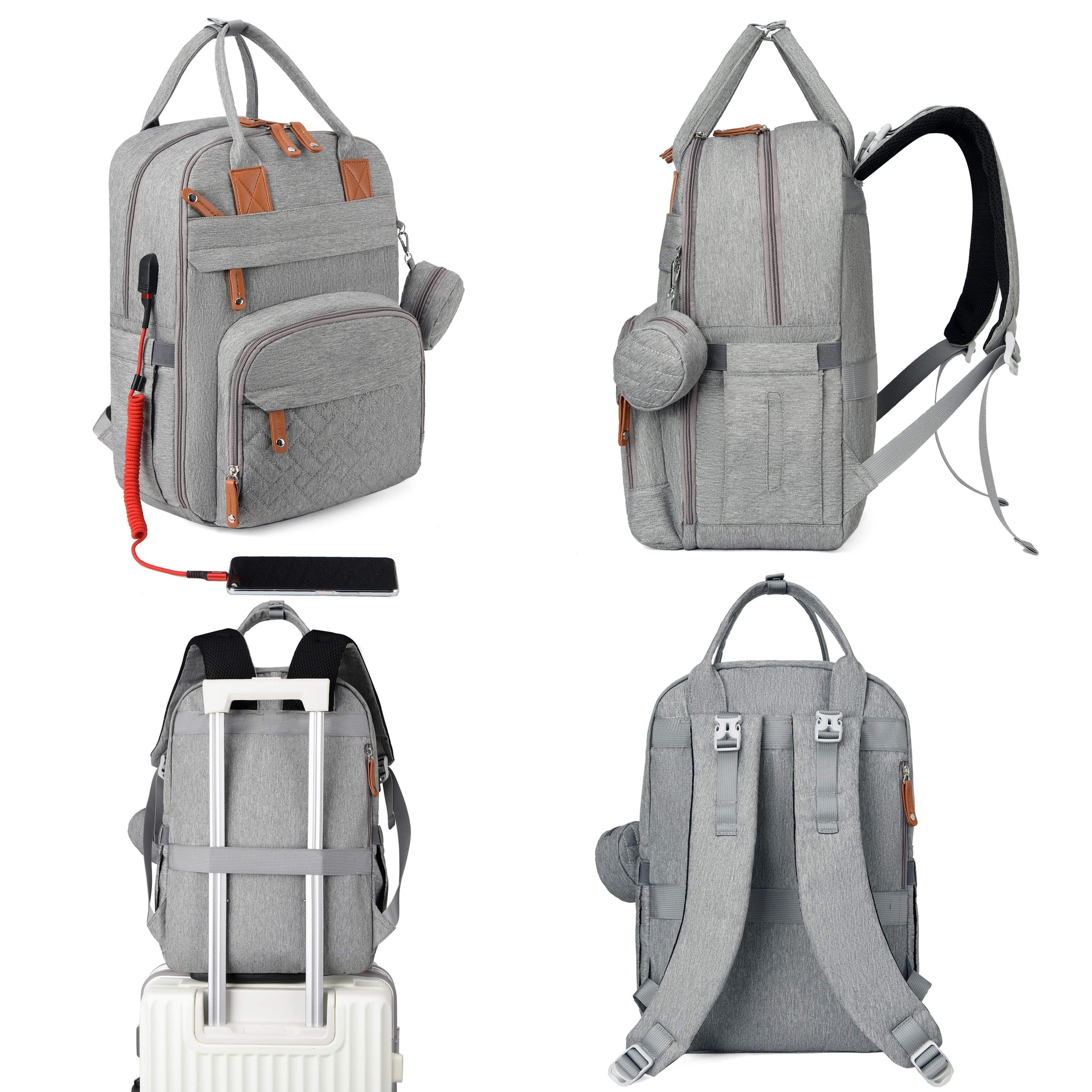 Cauzac™ All-in-One Diaper Backpack with Changing Mat & Stroller Clips