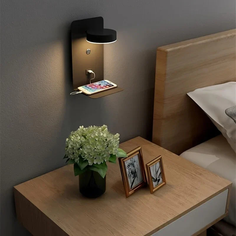 Modern wall lighting with USB wall light feature