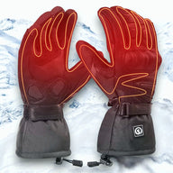 A pair of heated, waterproof, and leather winter motorcycle gloves