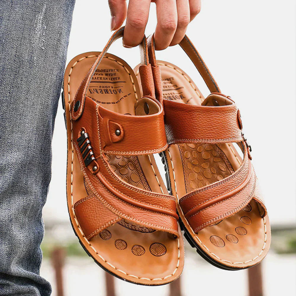 Men's leather sandals, summer sandals men, open toe and walking sandals for casual and dress wear