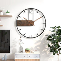 Modern oversized wooden wall clock for living room