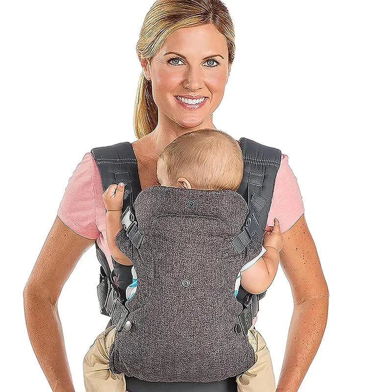 Variety of baby carriers featuring infant carrier wrap and backpack