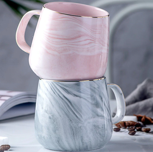 Cauzac™ Elegant Marble Ceramic Mug with Gold Accent for Everyday Use