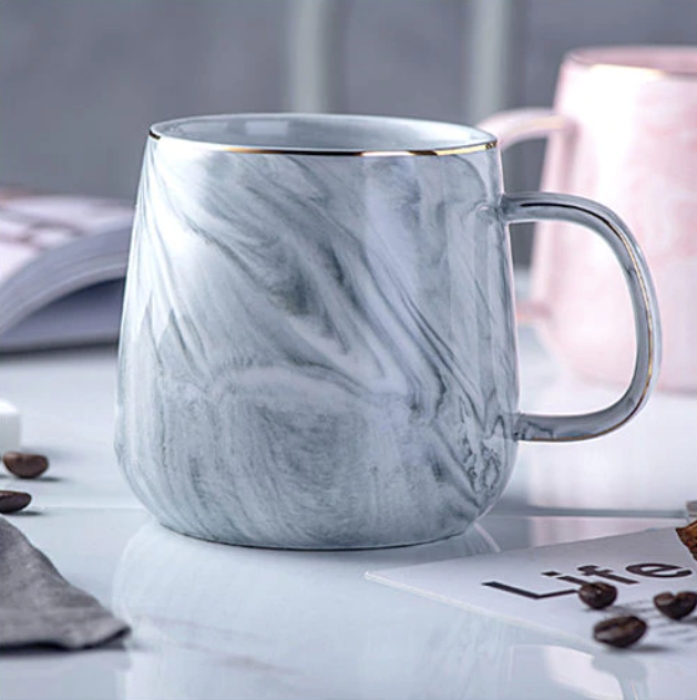 Cauzac™ Elegant Marble Ceramic Mug with Gold Accent for Everyday Use