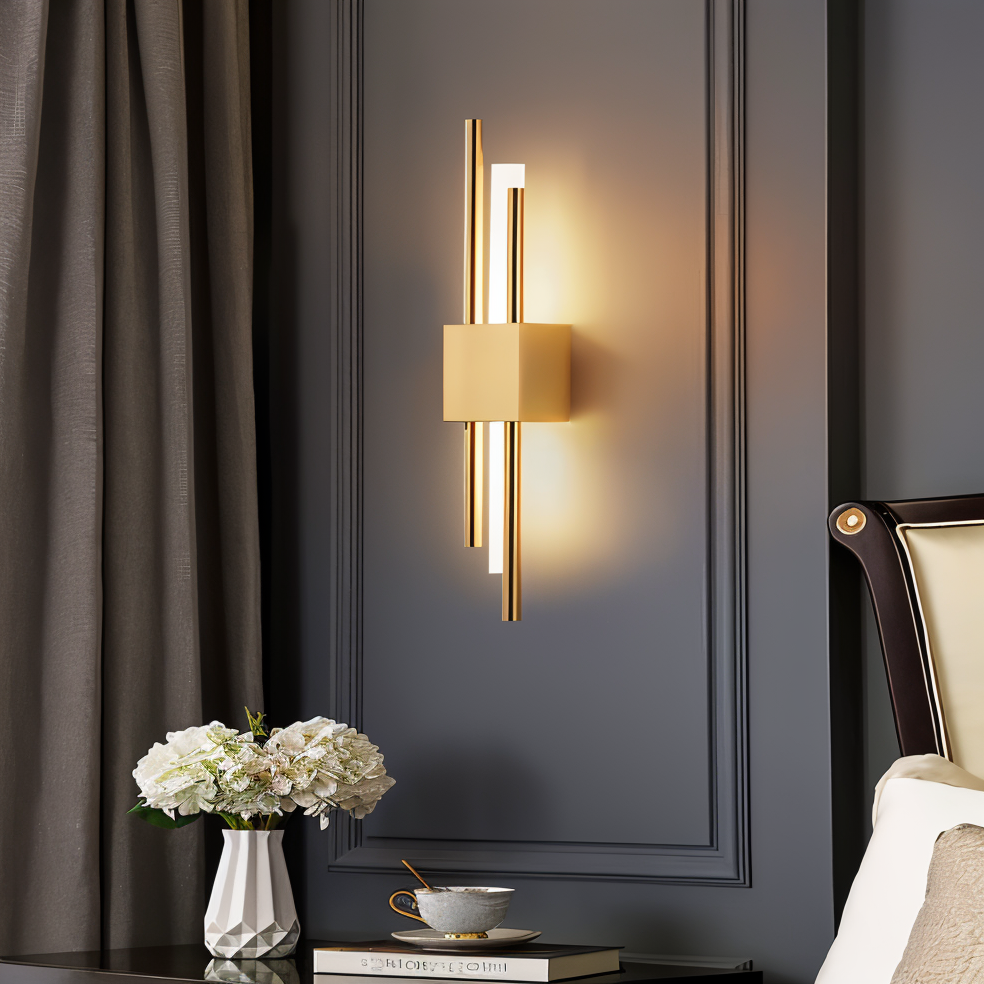 Modern wall light and indoor wall lights for bedroom in gold and black finishes