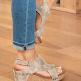 Cauzac™ Women's Leather Comfort Sandal with Wedge Heel and Open Toe