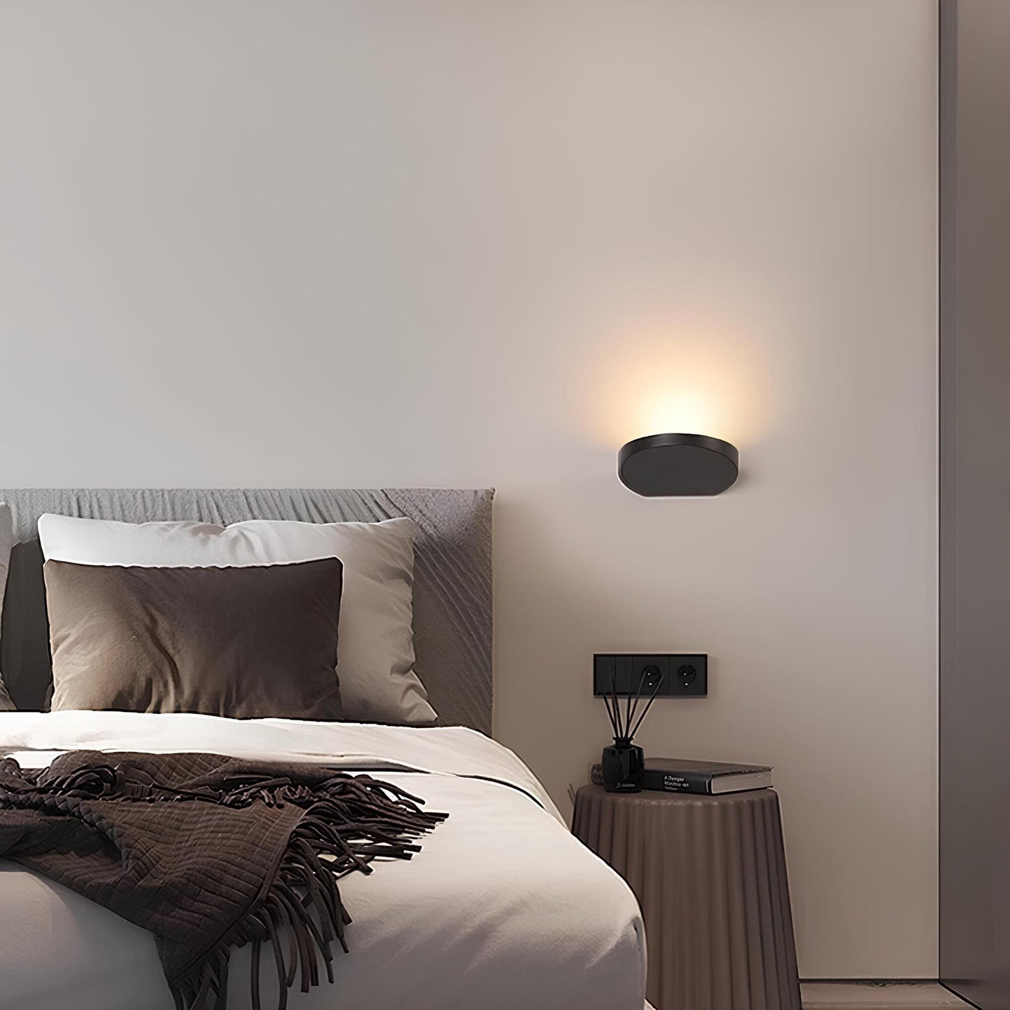 elegant modern wall light with Scandinavian design in a living room setup