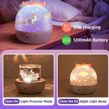 Cauzac™ Galaxy Night Light Projector with Remote Control | 15 Film Rechargeable Lamp with Sound