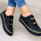 Cauzac™ Women's Stylish White Trainers with Chic Gold Accent