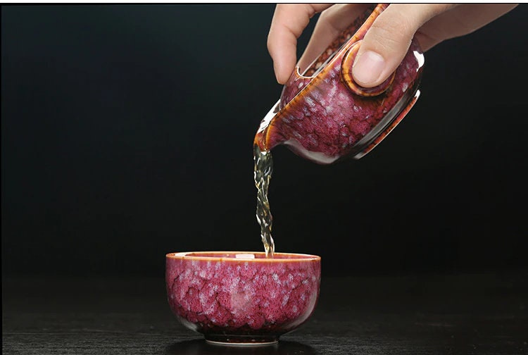 Cauzac™ Artisanal Ceramic Gaiwan Tea Set – Portable Tea Pot & Cup for Travel & Office