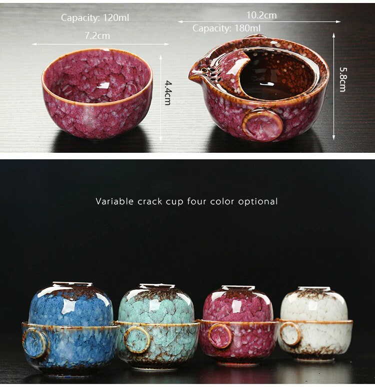 Cauzac™ Artisanal Ceramic Gaiwan Tea Set – Portable Tea Pot & Cup for Travel & Office