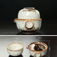 Cauzac™ Artisanal Ceramic Gaiwan Tea Set – Portable Tea Pot & Cup for Travel & Office