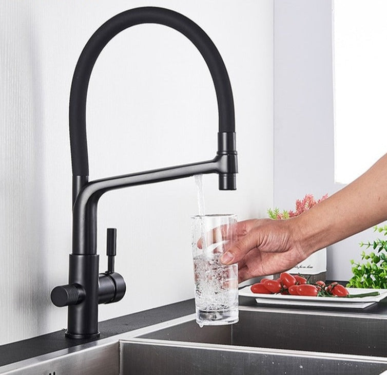 Cauzac™ Modern Dual-Outlet Kitchen Faucet with Filter – Ideal for Hot and Cold Supply