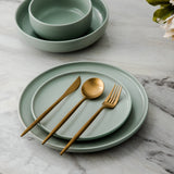 Cauzac™ Gold Matte Stainless Steel Flatware Set – 20-Piece Minimalist Dining Elegance