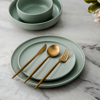 Cauzac™ Gold Matte Stainless Steel Flatware Set – 20-Piece Minimalist Dining Elegance