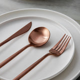 Cauzac™ Gold Matte Stainless Steel Flatware Set – 20-Piece Minimalist Dining Elegance