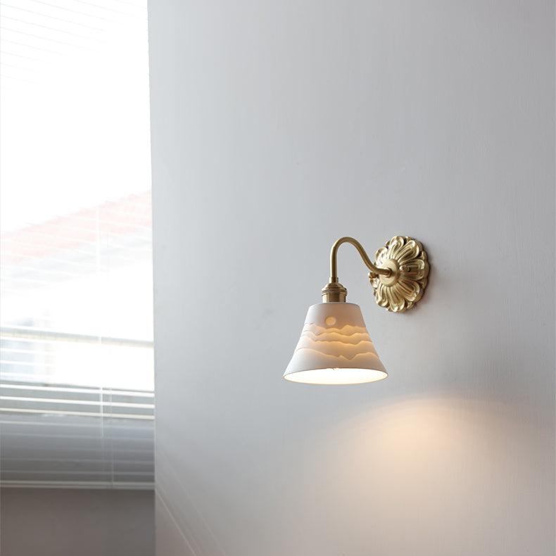 Cauzac™ Elegant Brass Wall Light with Ceramic Shade