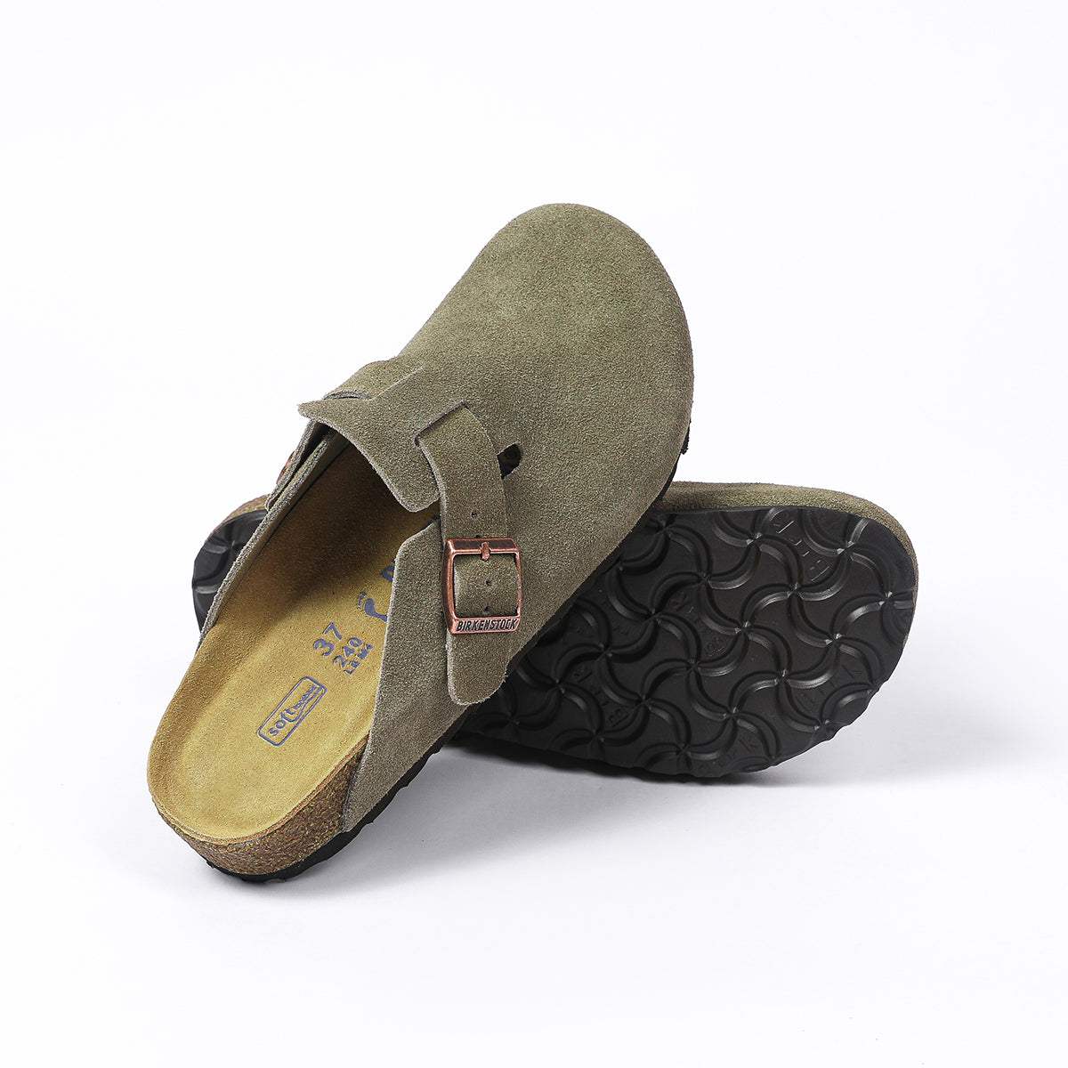 Birkenstock Boston Classic Light Olive Suede Clogs