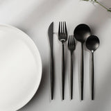 Cauzac™ Gold Matte Stainless Steel Flatware Set – 20-Piece Minimalist Dining Elegance