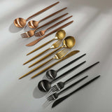 Cauzac™ Gold Matte Stainless Steel Flatware Set – 20-Piece Minimalist Dining Elegance