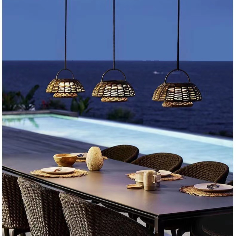 Cauzac™ Eco-friendly Bamboo Pendant Light for Outdoor Charm
