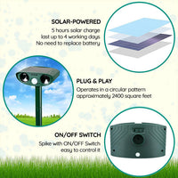 Cauzac™ Advanced Solar Ultrasonic Pest Repeller for Outdoor Protection